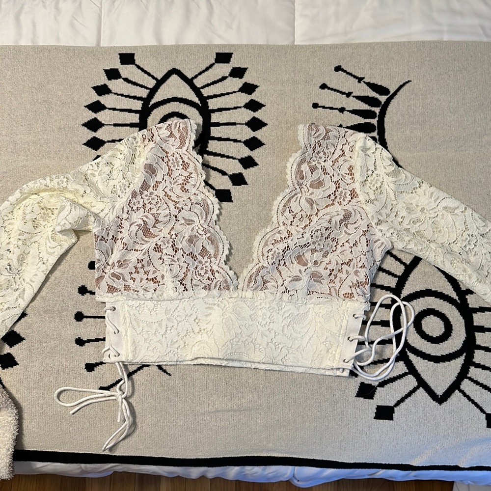 White lace crop top